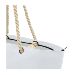 Recycled polyester beach bag with cord handles, 23L white colour