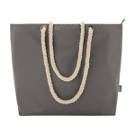 Recycled polyester beach bag with cord handles, 23L grey colour