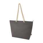 Recycled polyester beach bag with cord handles, 23L grey colour