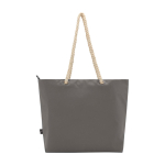 Recycled polyester beach bag with cord handles, 23L grey colour