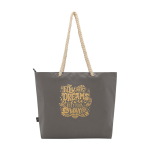 Recycled polyester beach bag with cord handles, 23L grey colour