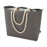 Recycled polyester beach bag with cord handles, 23L grey colour