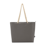 Recycled polyester beach bag with cord handles, 23L grey colour