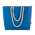 Recycled polyester beach bag with cord handles, 23L royal blue colour
