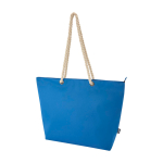 Recycled polyester beach bag with cord handles, 23L royal blue colour