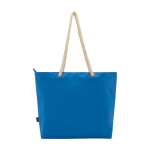 Recycled polyester beach bag with cord handles, 23L royal blue colour