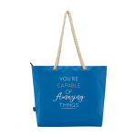 Recycled polyester beach bag with cord handles, 23L royal blue colour