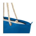 Recycled polyester beach bag with cord handles, 23L royal blue colour