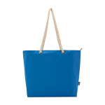 Recycled polyester beach bag with cord handles, 23L royal blue colour