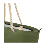 Recycled polyester beach bag with cord handles, 23L olive green colour
