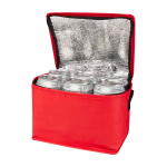 Recycled non-woven thermal bag for 6 cans, 4L capacity red colour