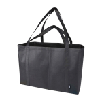 Extra-large recycled polyester tote bag with handles, 65L black colour