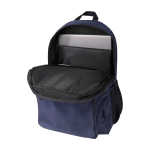 Recycled polyester laptop backpack with PC pocket, 15” navy-blue colour