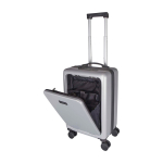 Recycled plastic cabin trolley with laptop compartment, 20” silver colour