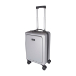Recycled plastic cabin trolley with laptop compartment, 20” silver colour