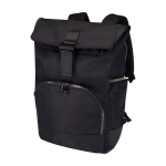 Travel backpack with roll-top closure and multiple pockets, 15” black colour