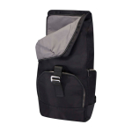 Travel backpack with roll-top closure and multiple pockets, 15” black colour