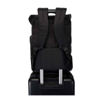 Travel backpack with roll-top closure and multiple pockets, 15” black colour