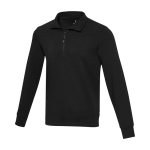 Unisex recycled sweatshirt, short zip, 280 g/m2, Elevate NXT black colour