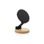 Magnetic phone holder in recycled plastic and bamboo black colour