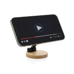 Magnetic phone holder in recycled plastic and bamboo black colour