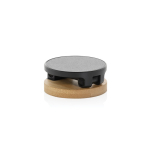 Magnetic phone holder in recycled plastic and bamboo black colour