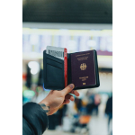 Trackable passport holder with Apple Find My location black colour