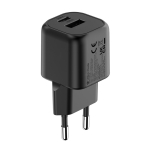 Dual charger in recycled plastic with EU plug, 20 W black colour