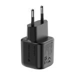Dual charger in recycled plastic with EU plug, 20 W black colour