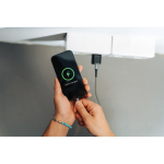 Dual charger in recycled plastic with EU plug, 20 W black colour