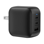 Ultra-fast travel charger for multiple countries with 3 outputs, 70 W black colour