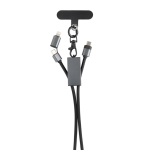 Eco-friendly phone lanyard cable with 3 charging ports grey colour