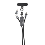 Eco-friendly phone lanyard cable with 3 charging ports grey colour