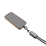 Eco-friendly phone lanyard cable with 3 charging ports grey colour