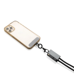 Eco-friendly phone lanyard cable with 3 charging ports grey colour