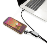 Eco-friendly phone lanyard cable with 3 charging ports grey colour