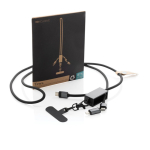 Eco-friendly phone lanyard cable with 3 charging ports grey colour