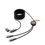 4-in-1 recycled charging cable, 3 metres grey colour