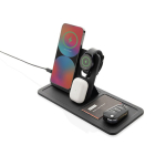 Recycled polyester tray with 3-in-1 wireless charger black colour