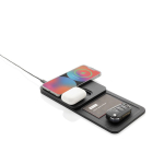Recycled polyester tray with 3-in-1 wireless charger black colour