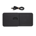 Recycled polyester tray with 3-in-1 wireless charger black colour