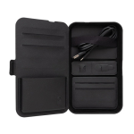 Travel pouch in recycled materials with 3-in-1 charging black colour