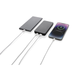 Recycled plastic power bank with charge indicator, 10,000 mAh black colour