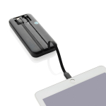 Power bank with built-in cables and digital display, 10,000 mAh black colour