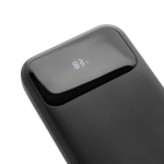 Power bank with built-in cables and digital display, 10,000 mAh black colour