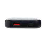 Power bank with built-in cables and digital display, 10,000 mAh black colour