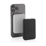 Magnetic wireless power bank in recycled plastic, 5,000 mAh black colour