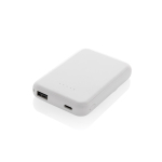 Magnetic wireless power bank in recycled plastic, 5,000 mAh white colour
