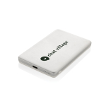 Magnetic wireless charging power bank with indicator, 5,000 mAh silver colour