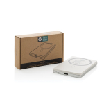 Magnetic wireless charging power bank with indicator, 5,000 mAh silver colour